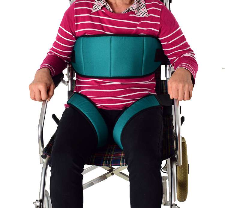 Green Breathable Mesh Wheelchair Seatbelts Wrapped Herringbone Cotton