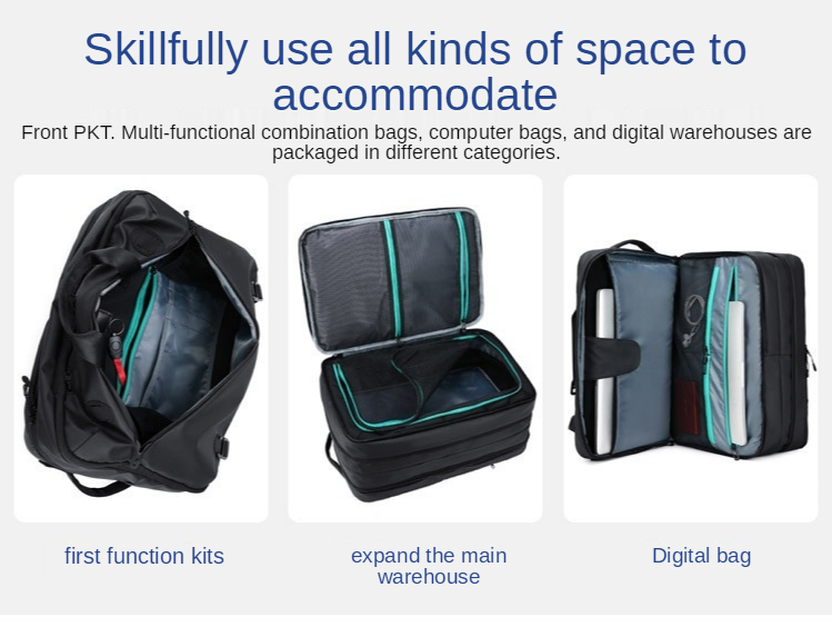 180 Degree Full Open Multi Function Men Business Backpack 35L