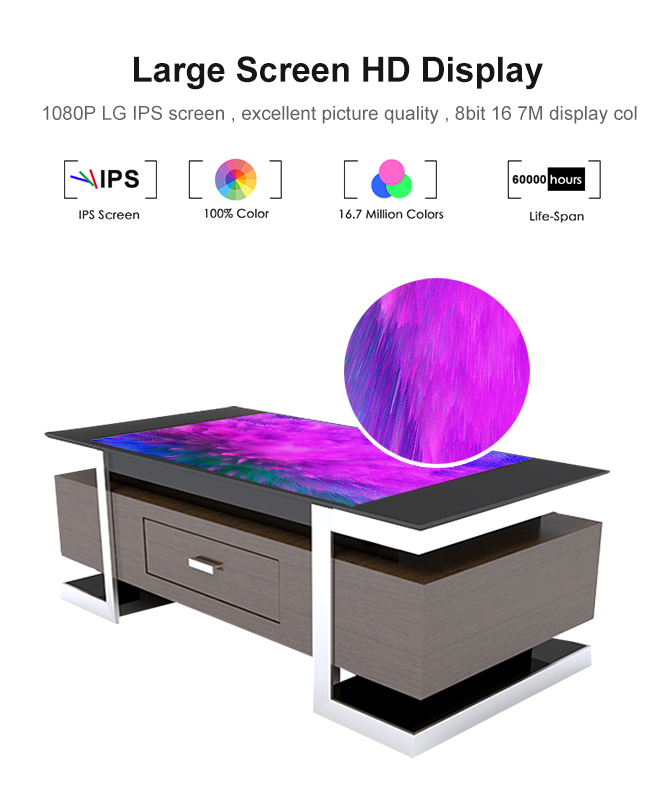 Touch Coffee Table Drawer Style Windows OS Multi-Function LCD Indoor Monitor Touch Screen Coffee Gaming Table