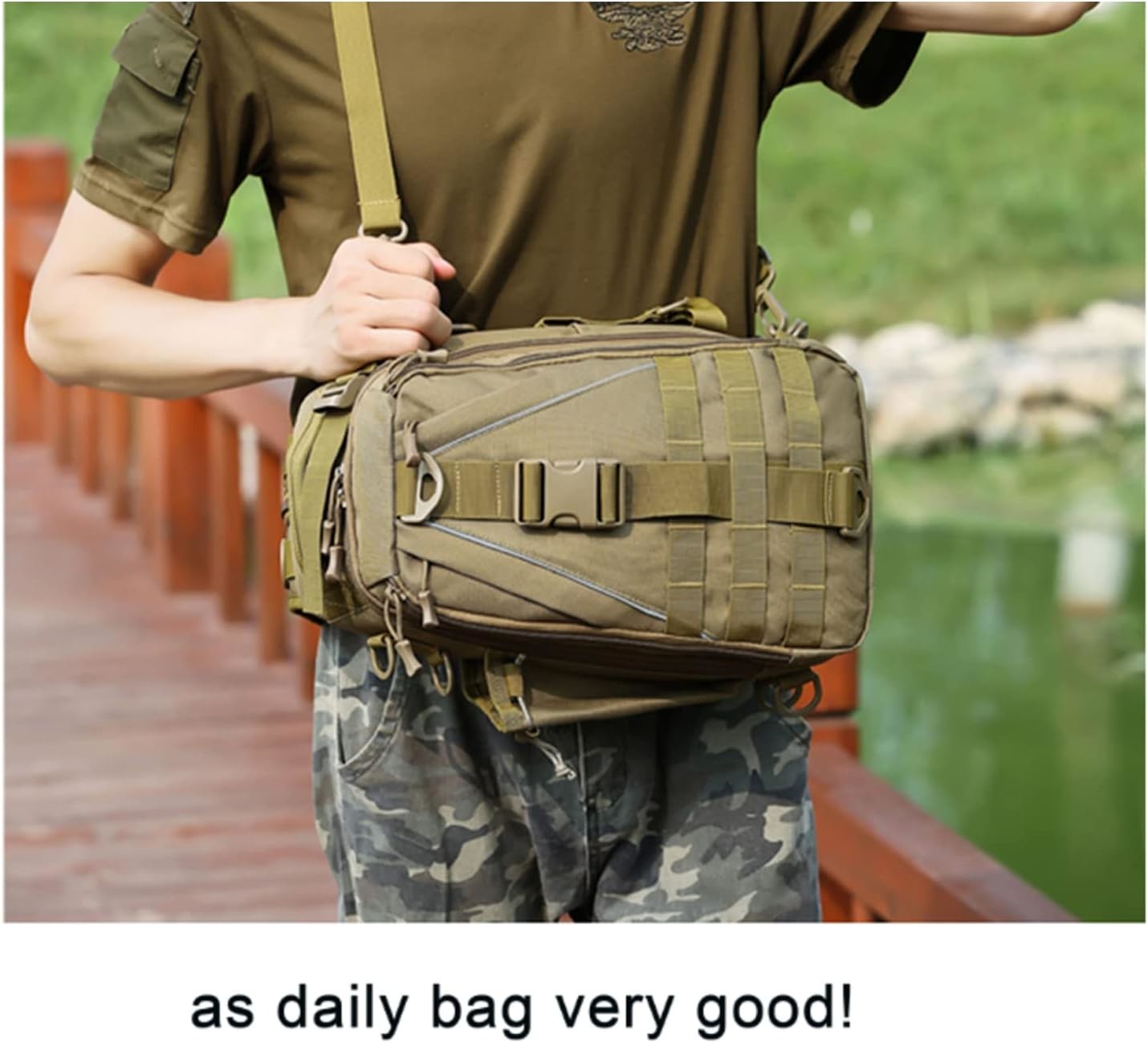 Fishing Tackle Box Storage Sling Bag Outdoor Shoulder Backpack Cross Body Sling Gear for Pond Hopper Hiking Hunting