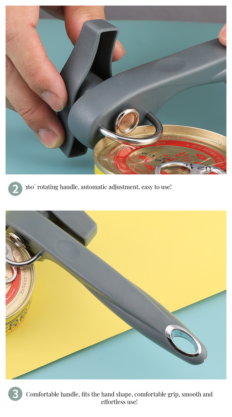 Effortless Turn Knob Stainless Steel Can Opener with Bottle Openers OEM Logo Included