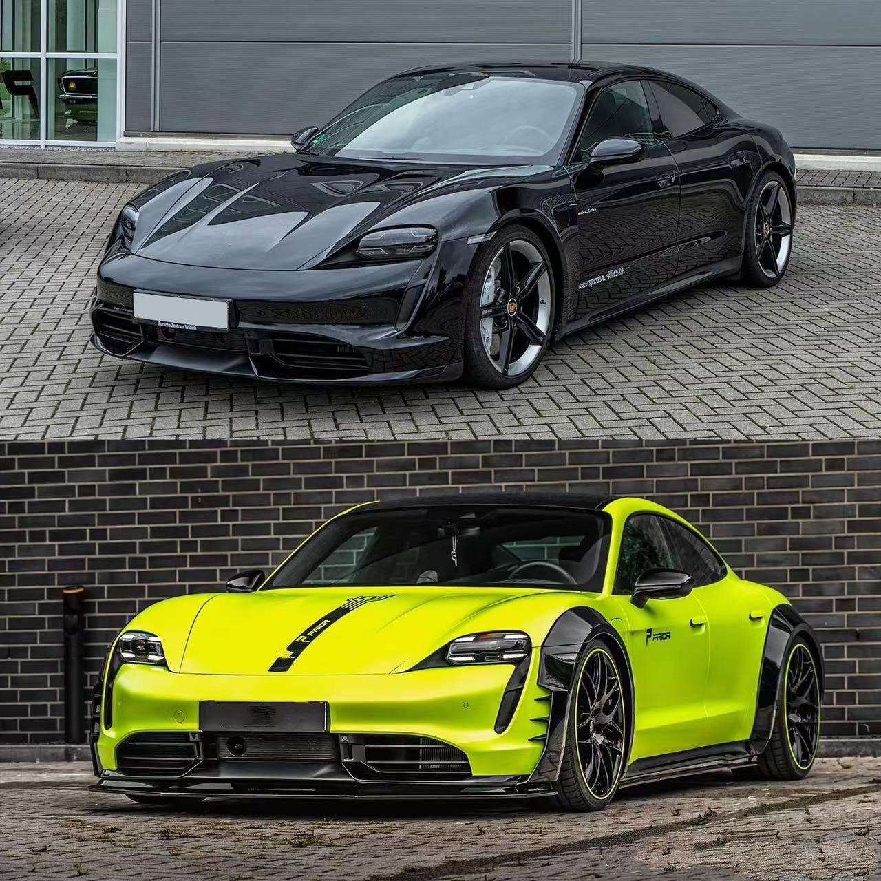 For Porsche Taycan Wide-body Kit Taycan Upgrades PD-style Carbon Fiber Front Lip Diffuser Spoiler Side Skirt Wheel Arch
