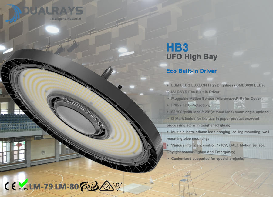 UFO LED High Bay Light 100W 160LM/W Die -Casting Aluminum Built-in Driver