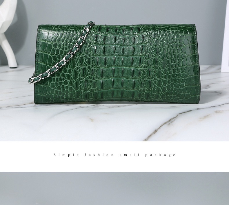 Authentic Crocodile Skin Women Envelop Purse Genuine Alligator Leather Lady Phone Clutch Bag Female Cross Shoulder Bag