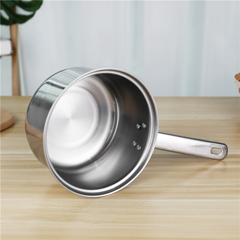 18cm Long handle stainless steel 410 milk pot cooking cookware with glass lid