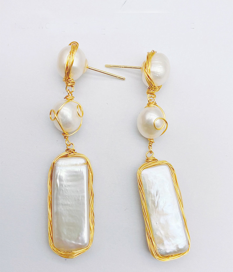 New Women Pearl Earrings Delicate Two-sided Baroque Pearl Earring for Women Shell Earring Girl Gifts Jewelry Wholesale