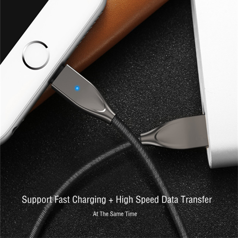 Auto Disconnect Charging Cable Lightning Nylon Braided USB Cable 1.2M