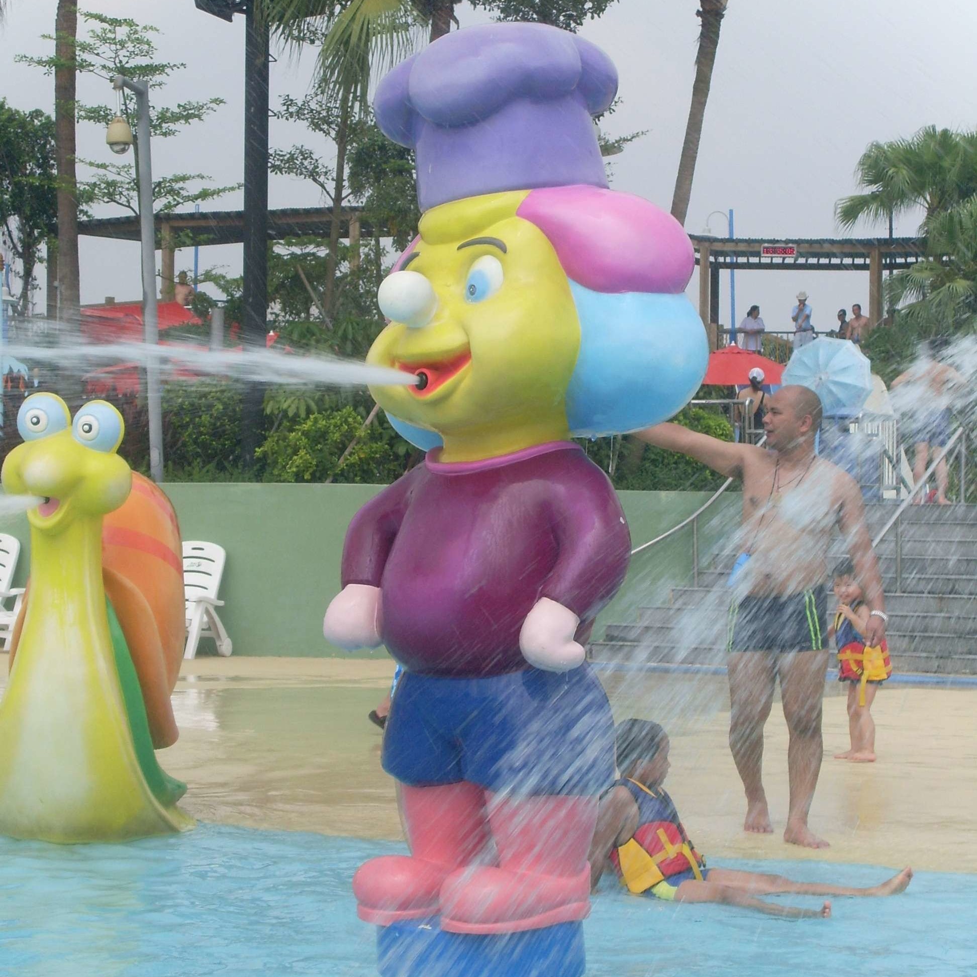Fiberglass, PVC Kids Recreation Waterpark Equipments, Pencil Spray Park Equipment