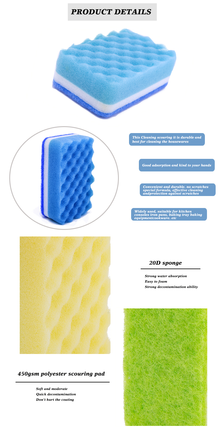 Anti Ultraviolet Eco Friendly Dish Sponge Corrosion Resistance Multifunctional