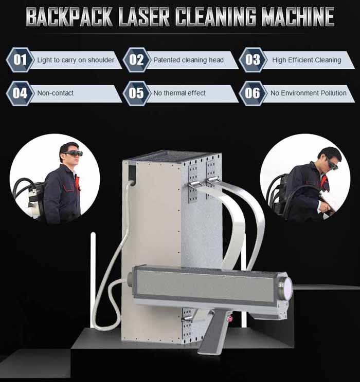 Handheld Laser CLeaner 50W 100W Battery Backpack Pulse Fiber Laser Rust Cleaning Machine