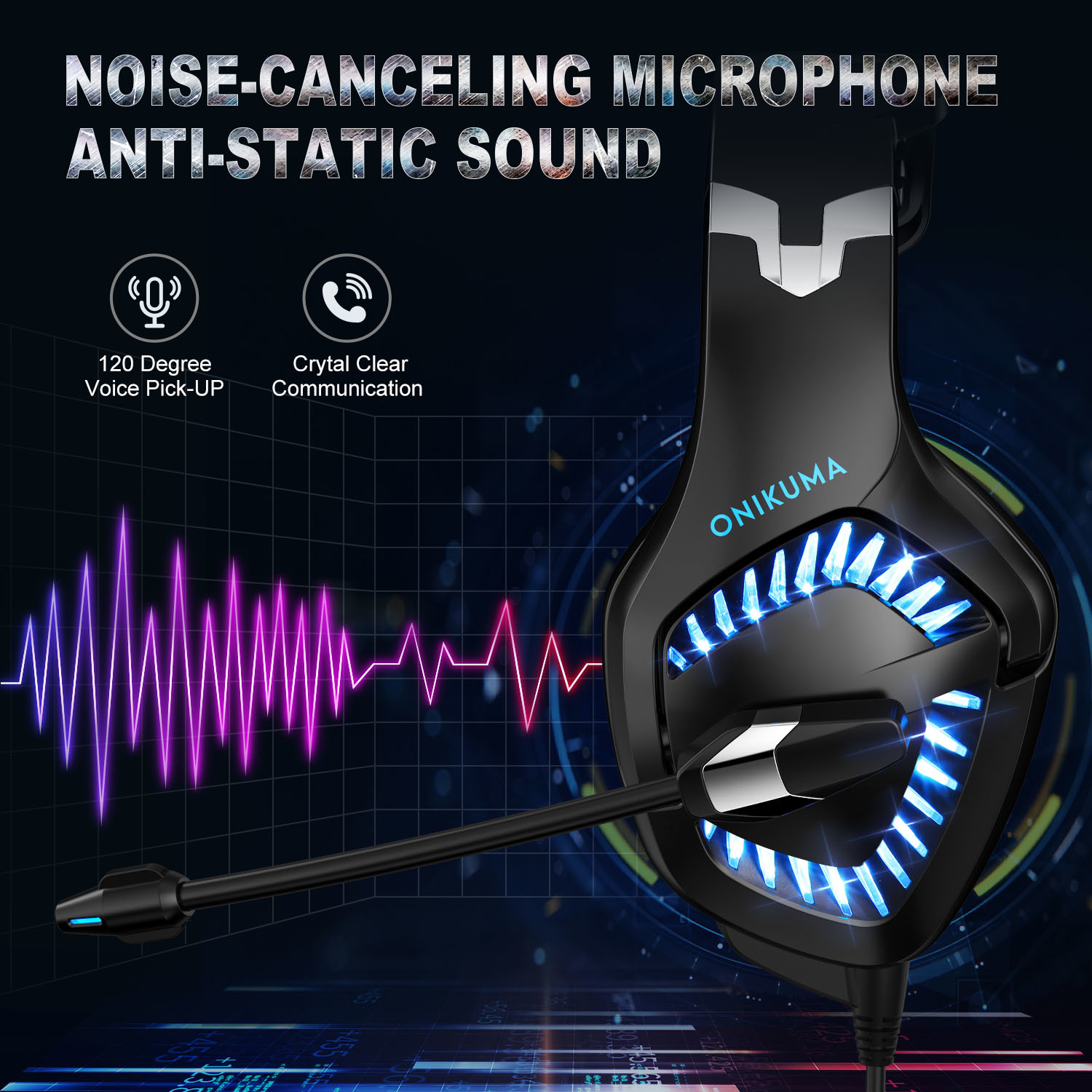 Retractable 100mA Wired Stereo Gaming Headset ABS PC Onikuma K1 PRO