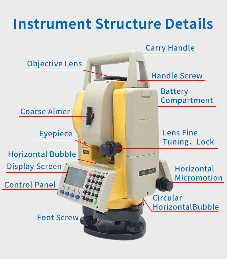 Changzhou Dadi Total Station High Precision Prism-free Coordinate Ranging Chinese And English Operating System DTM624R