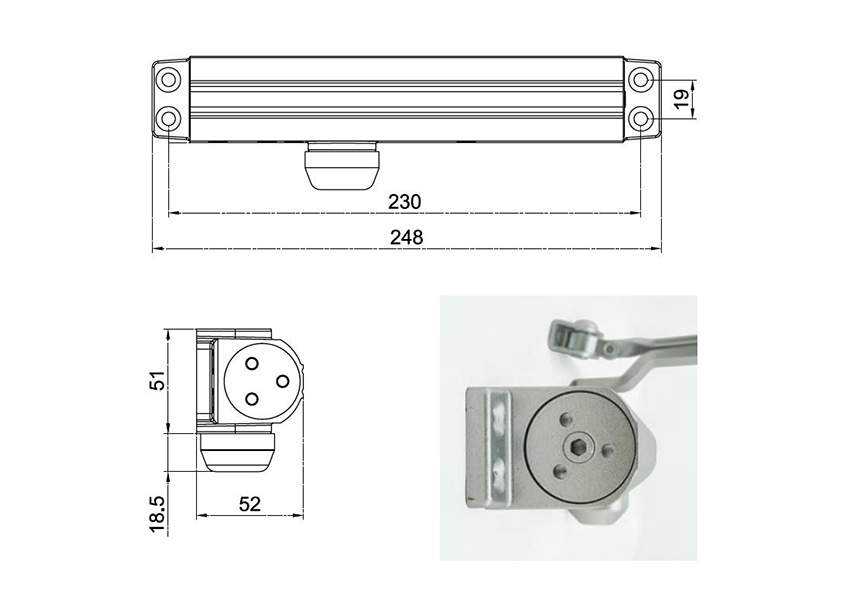 size of adjusting door closer,door closer