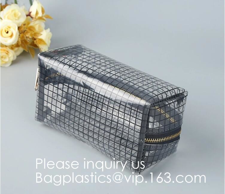 Clear Zipper Pouch with Strap Makeup Bag PVC Cosmetic Pouch,Printing Clear k Cosmetic PVC Pouch, bagease, bagplast