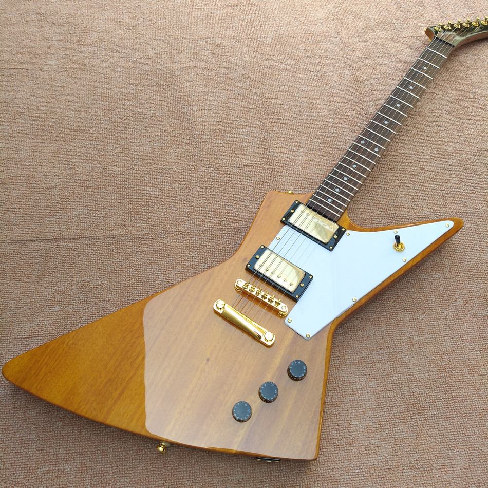 RD type Electric Guitar in Natural wood color, Custom Shop RD guitar with Chrome hardware, Dots inlays, Free shipping