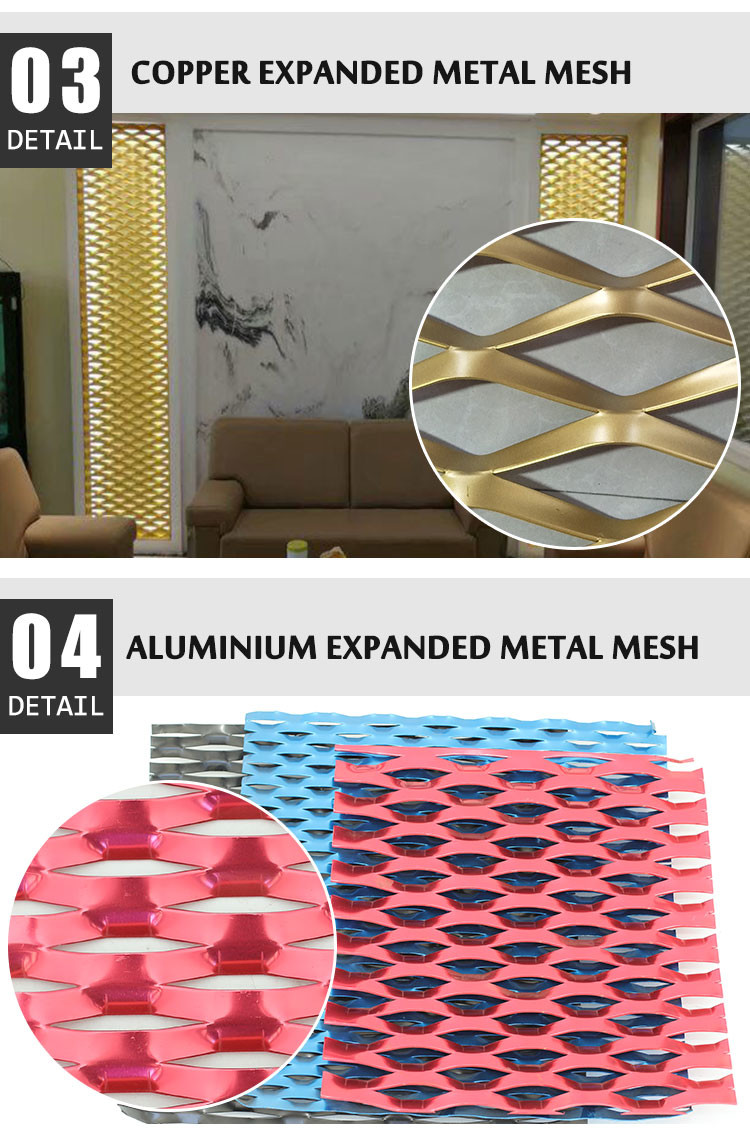 Decorative Customization Aluminum Expanded Metal Mesh Suspended Ceiling