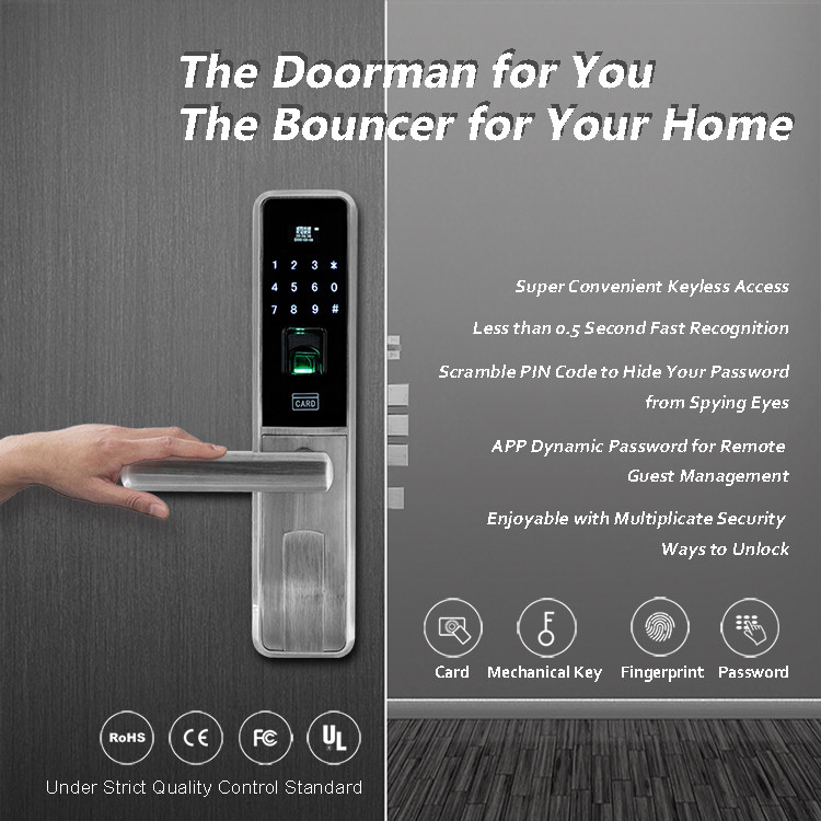 Touch Screen Electronic Door Locks 4 X AA Batteries MF1 Card For Apartment