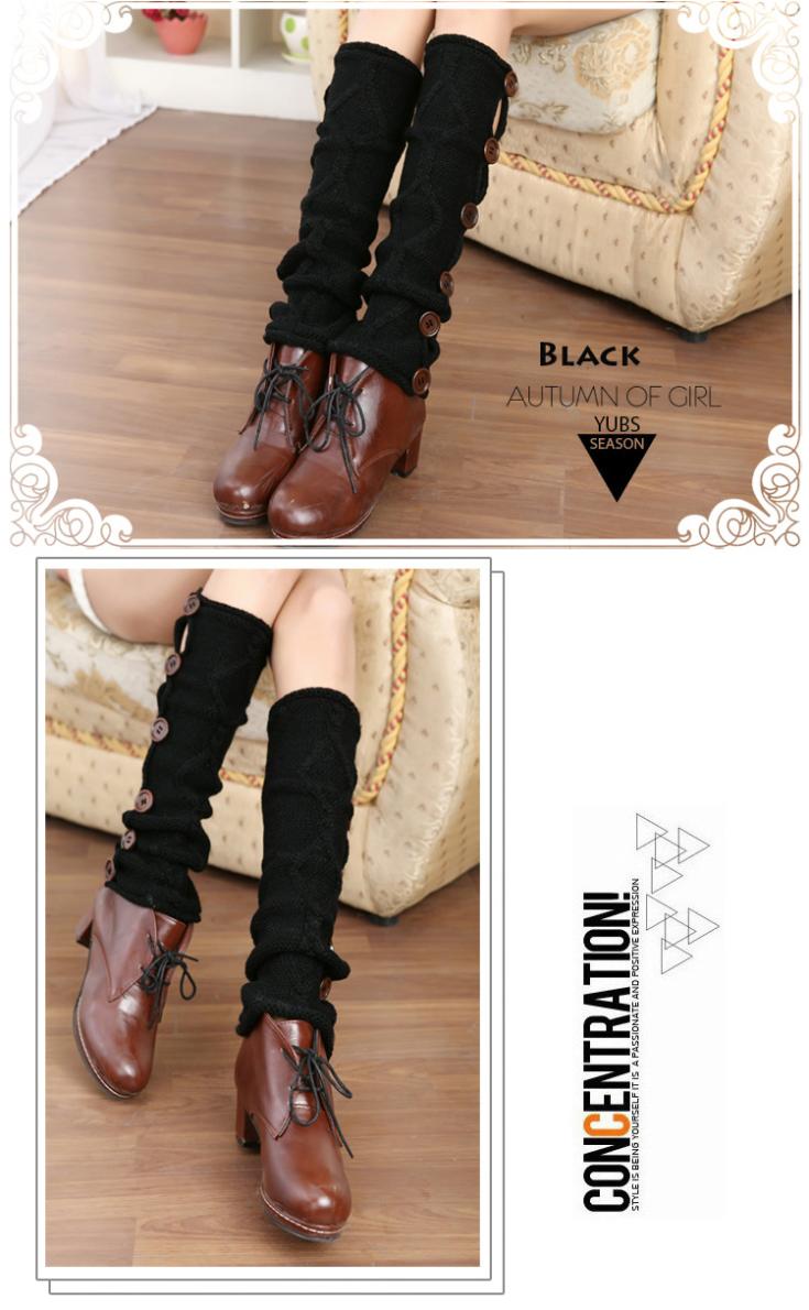 leg warmers loose socks wool blend button down pierced decoration boot socks fashion