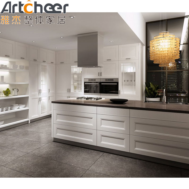 RTA or Customized Size Solid Wood White Modular Kitchen Cabinet Set Shaker Design