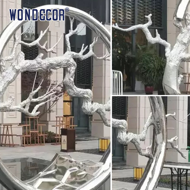 Modern Metal Art Decoration Casting Stainless Steel Tree Ring Stainless Steel Sculpture