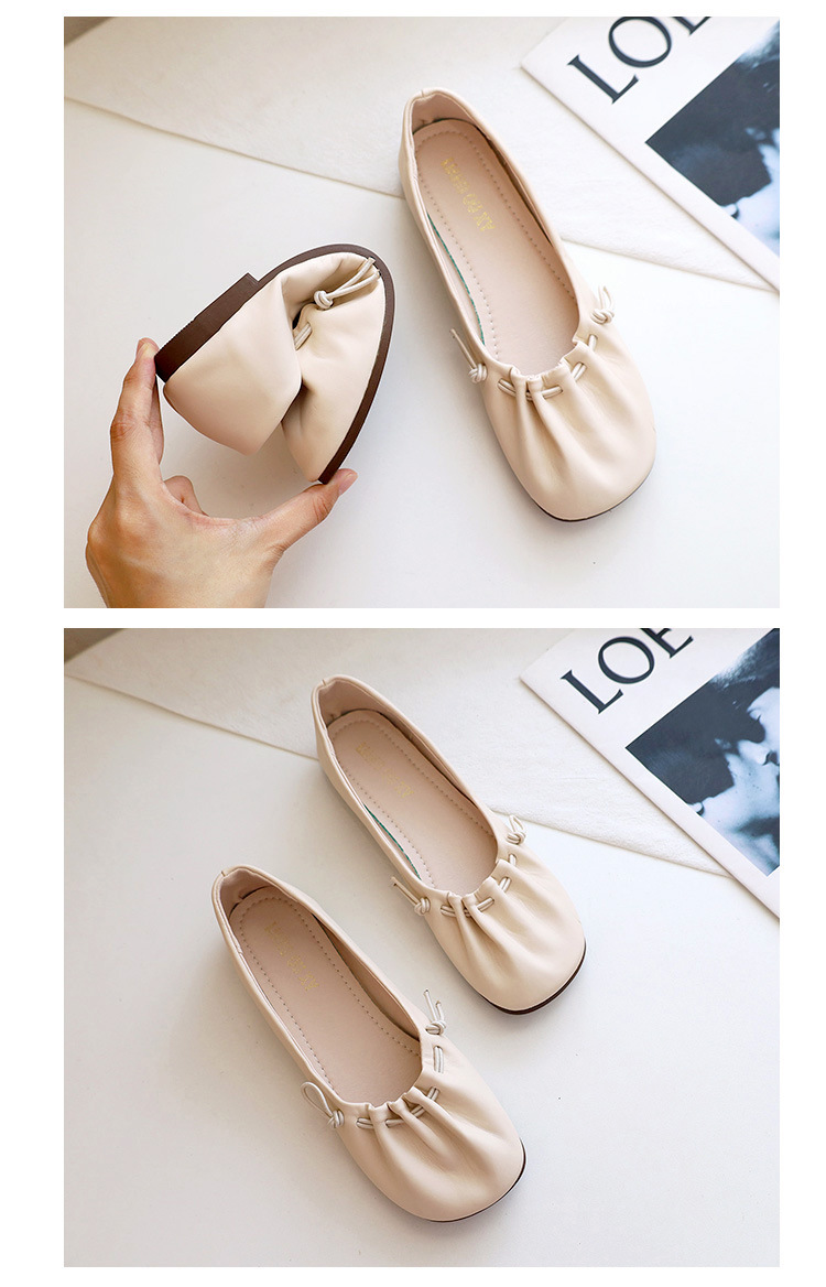 Solid Color Soft Ballet Flat Shoes , Women's White Square Toe Crinkled Rubber Flat Shoes