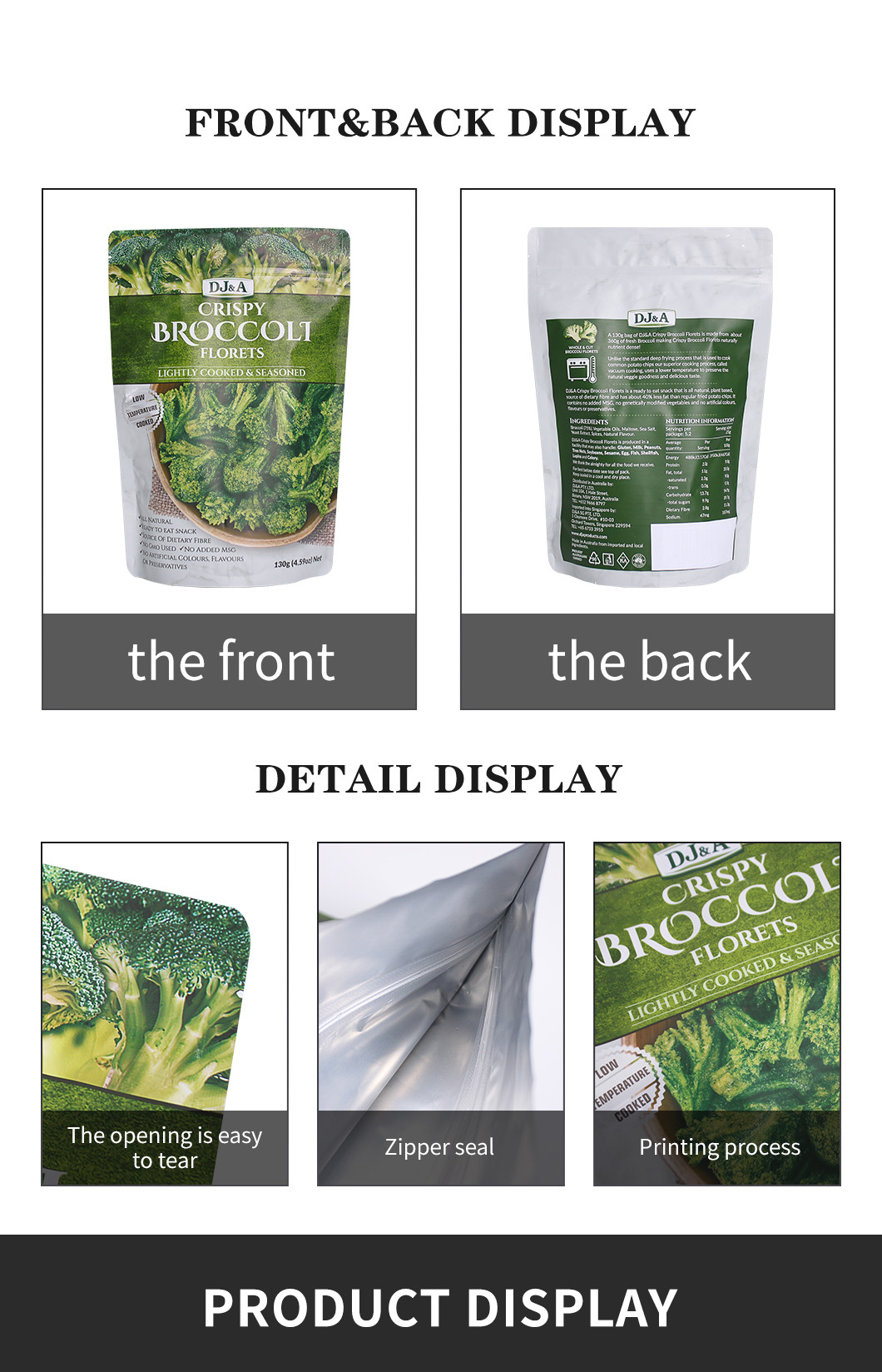 Ziplockk Freezer Dried Fruit Bag Food Contact Dry Vegetable Packaging