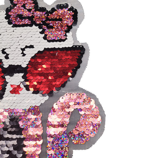 Sunglasses Cat Reverse Sequin Patch / Sequin Iron On Patches For Bags / Shoes