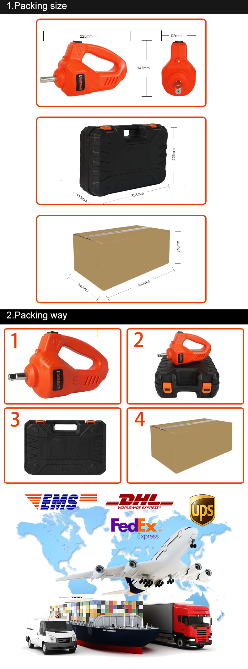 Professional and high quality mini electric impact wrench with LED light.
