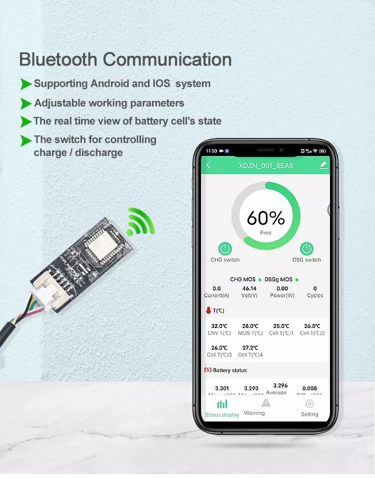 Overcurrent Protection 48V 200ah Bms 16s For Lithium Battery Lifepo4