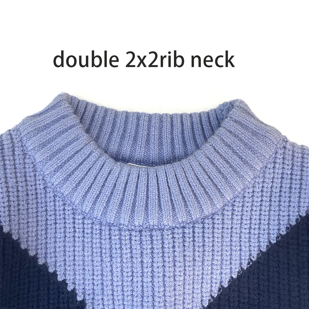 Sweater Supplier Children Kid Knitwear 100% Cotton Crew Neck Geometric Pattern Knitted Pullover Baby Sweater For Autumn Winter