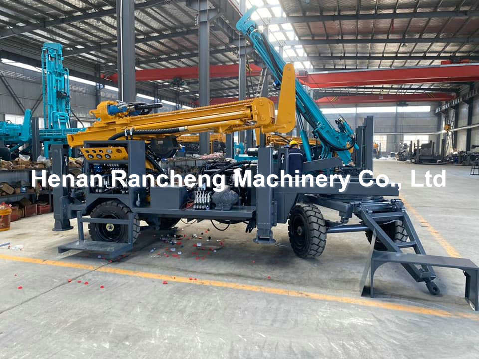 Wheel Trailer Mounted Borehole 220m Deep Water Well Drilling Rig Machine
