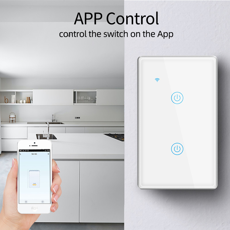 Tuya Smart Wifi Switch For Us Standard 2 Gang Metal Bezel App Remote Schedule Voice Control