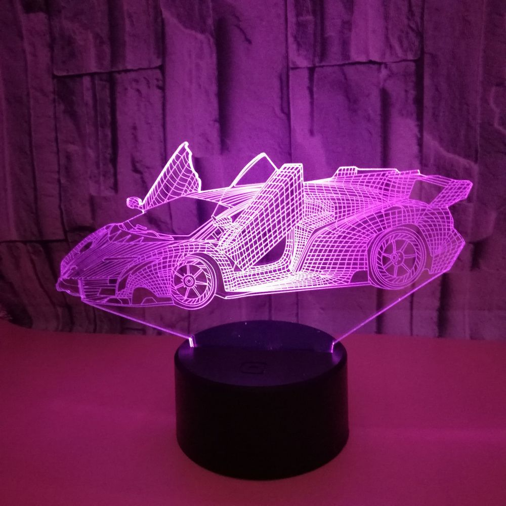 Creative sports car 3D small table lamp Advertising creative gift 3D visual light Colorful touch desktop night  light
