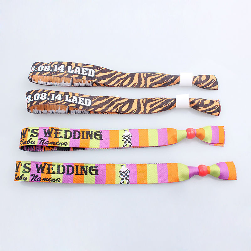 Silk - Screen LOGO Woven Fabric Bracelet Leather Wrist Bands For Men