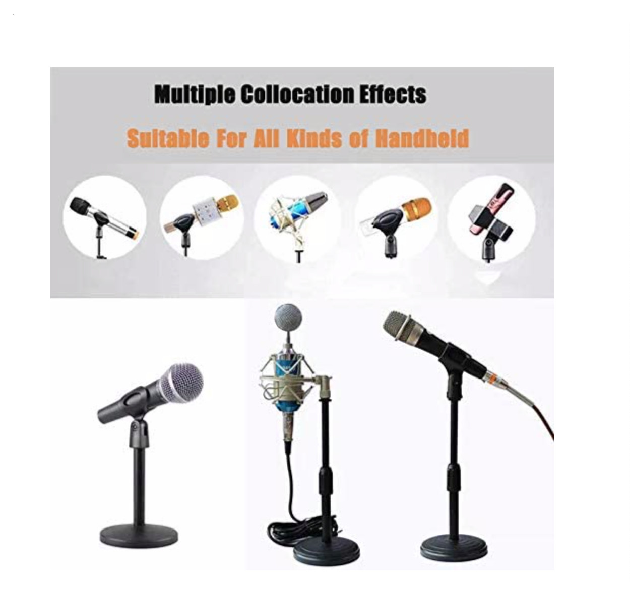 Shock Proof Link 11 Inches Round Base Mic Stand , On Stage Mic Stand Round Base