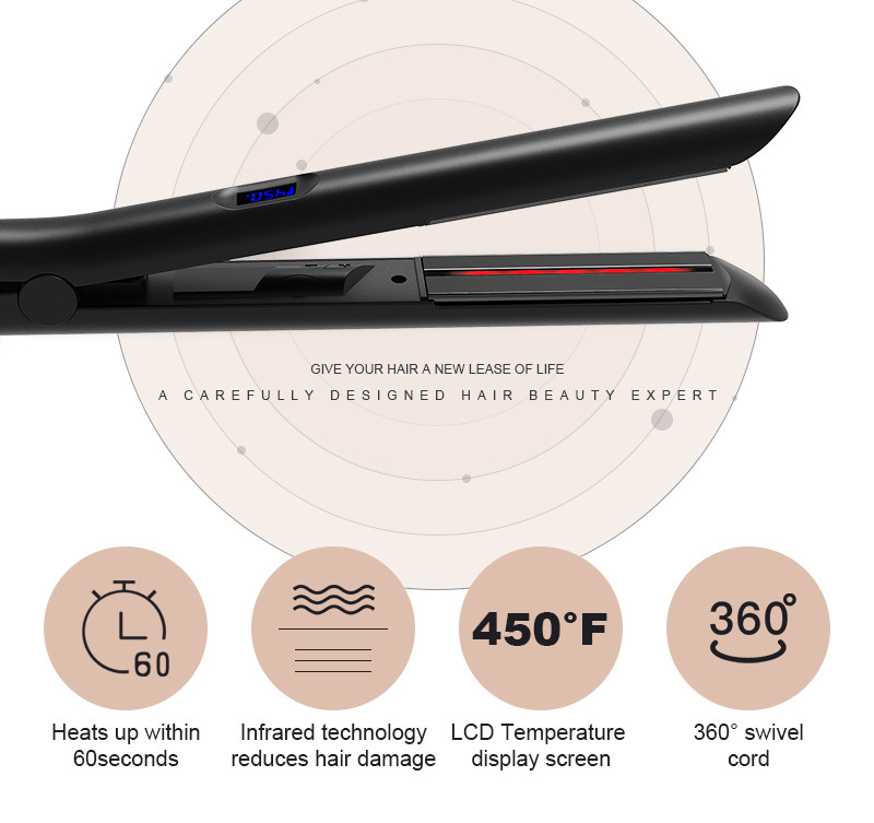 Ceramic Tourmaline Titanium Dual Voltage Infrared Flat Iron 2 In 1 Straightener