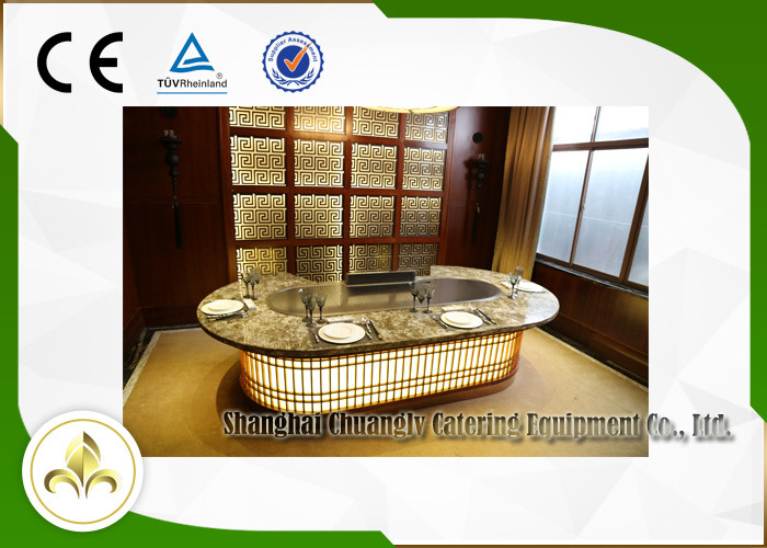 Ellipse Indoor Teppanyaki Grill Table Stainless Steel Electric Grill 8KW