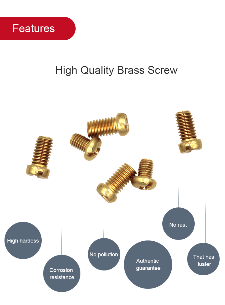 Custom M2 M3 M4 M5 M6 M8 Brass Machine Screw with Flat Head Style and Fast Shipping