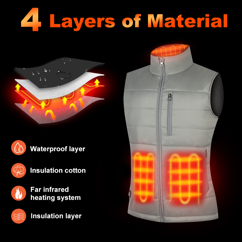 Premium Women Men Winter Heated Waistcoat USB Quilted Sleeve Jacket Padded Gilet