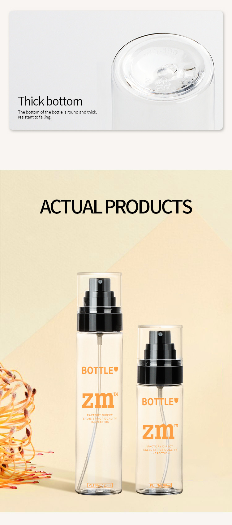 Refillable Rotatable Cosmetic Spray Bottle 38mm diameter cylindrical 100ml