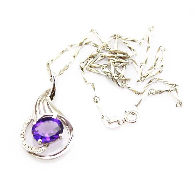 Women Jewelry 8mm x10mm Garnet Cubic Zircon Pendant Necklace (P36 )
