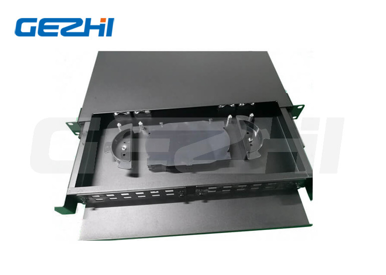 19' 1RU Slide Rail Rack Mount Fiber Optic Patch Panel - 2 Metal FAP