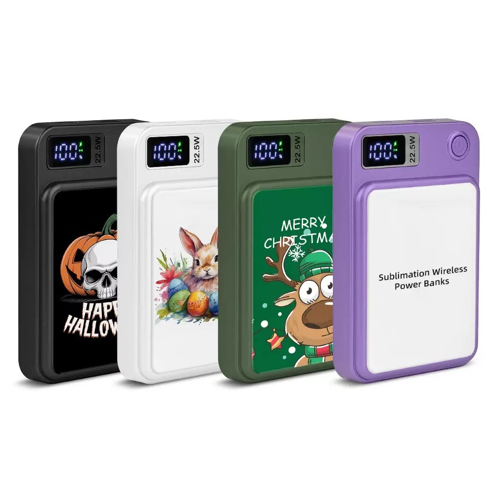Blank Sublimation Wireless Magnetic Power Bank 5000mAh Portable Fast Charger for Iphone Sublimation Power Bank