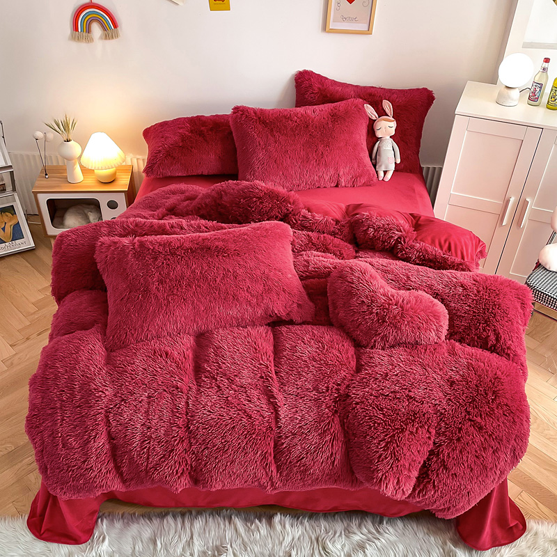 Plush Shaggy Velvet Fluffy Bed Duvet Covers Set in Multi Color Custom Luxury Designs
