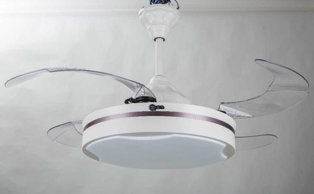 Bladeless 5250lm 70W 42 Inch Retractable Ceiling Fan Light With Remote Control