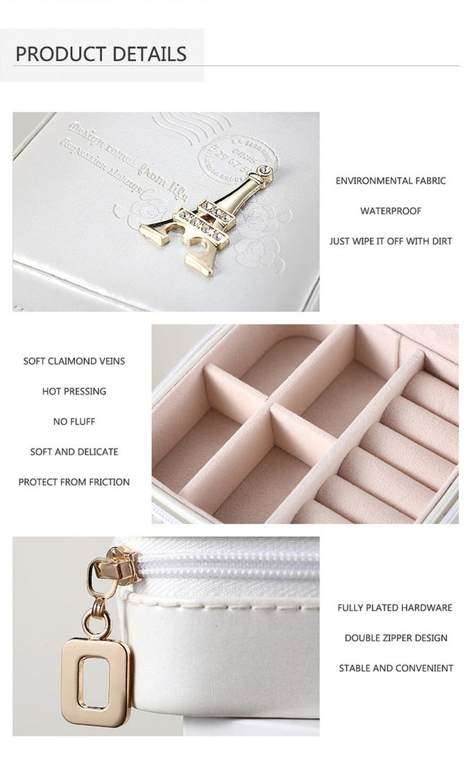 ISO9001 OEM Welcome Personalised Travel Jewellery Box With Mirror For Women