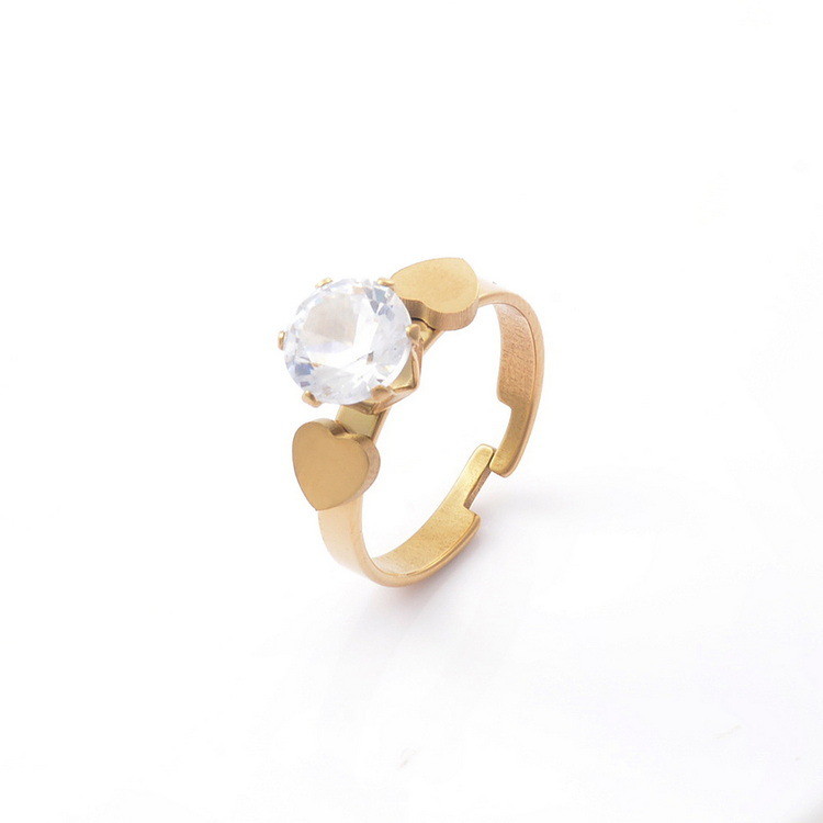 Personalized Fashion Women's Love Symmetrical Zircon Women's Stainless Steel Open End Ring