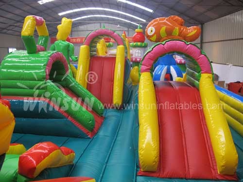 Octopus Theme Inflatable Fun City With Air Blower And Repair Kits