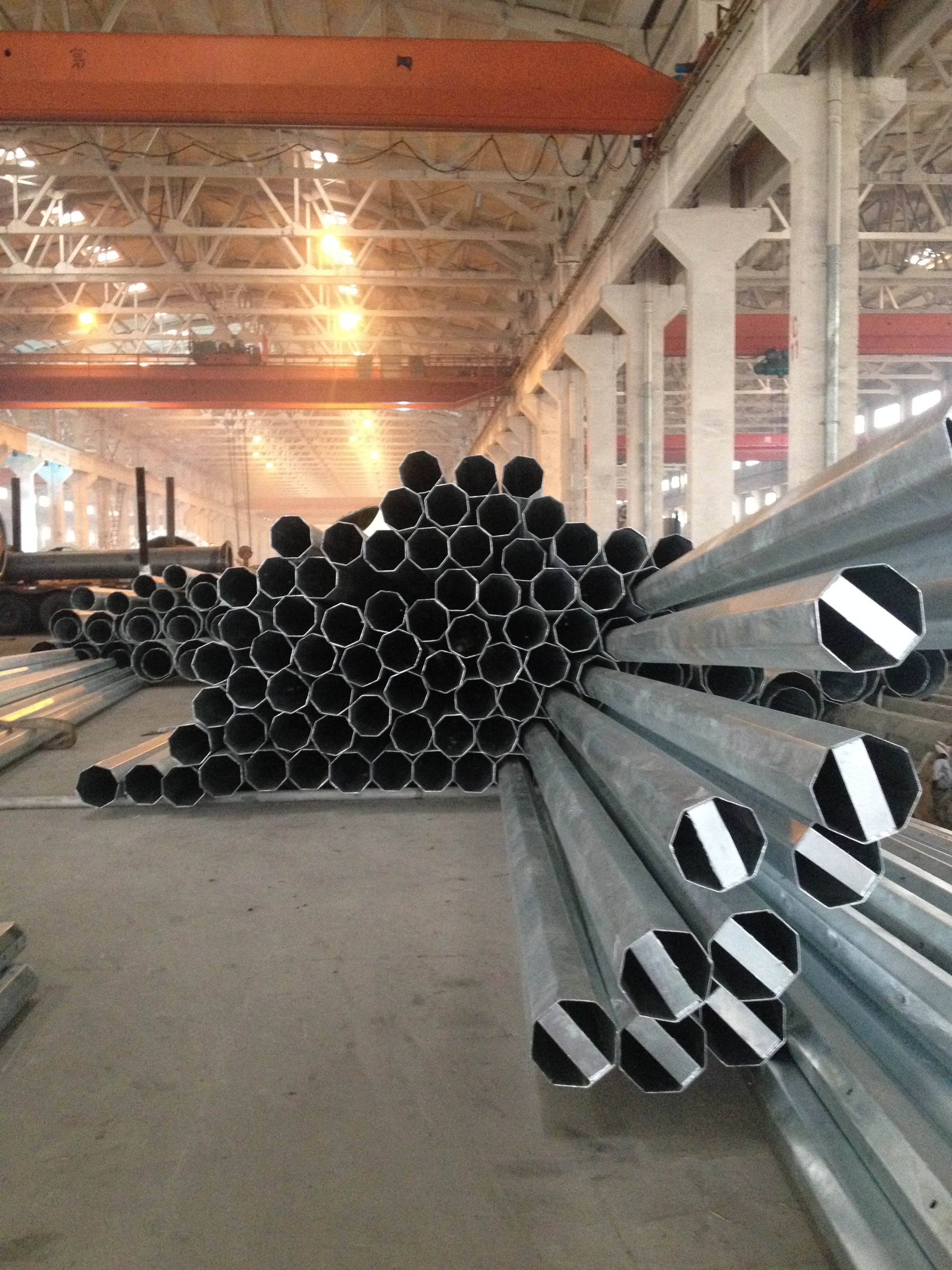 Polygonal Galvanized Steel Power Transmission Poles 69KV 30FT - 80FT