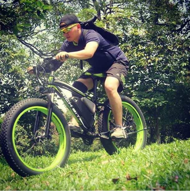 1000w Fat Tire Electric Bike Carrier Rear 17Ah Aluminum Frame Hardtail